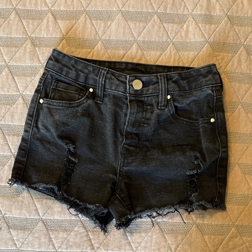 Franki brand Girls Black Distressed Denim Shorts